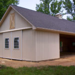 custom horse barn and run in shed