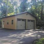 custom pole garage with two large doors