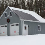 pole garage in snow