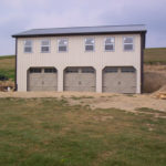 pole garage with three doors