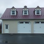 custom pole garage with two big doors